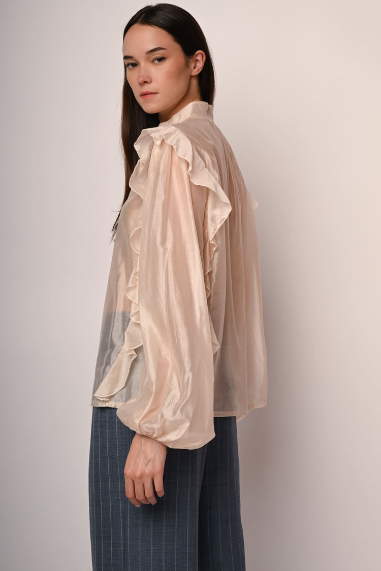 Camicia in mussola con volants