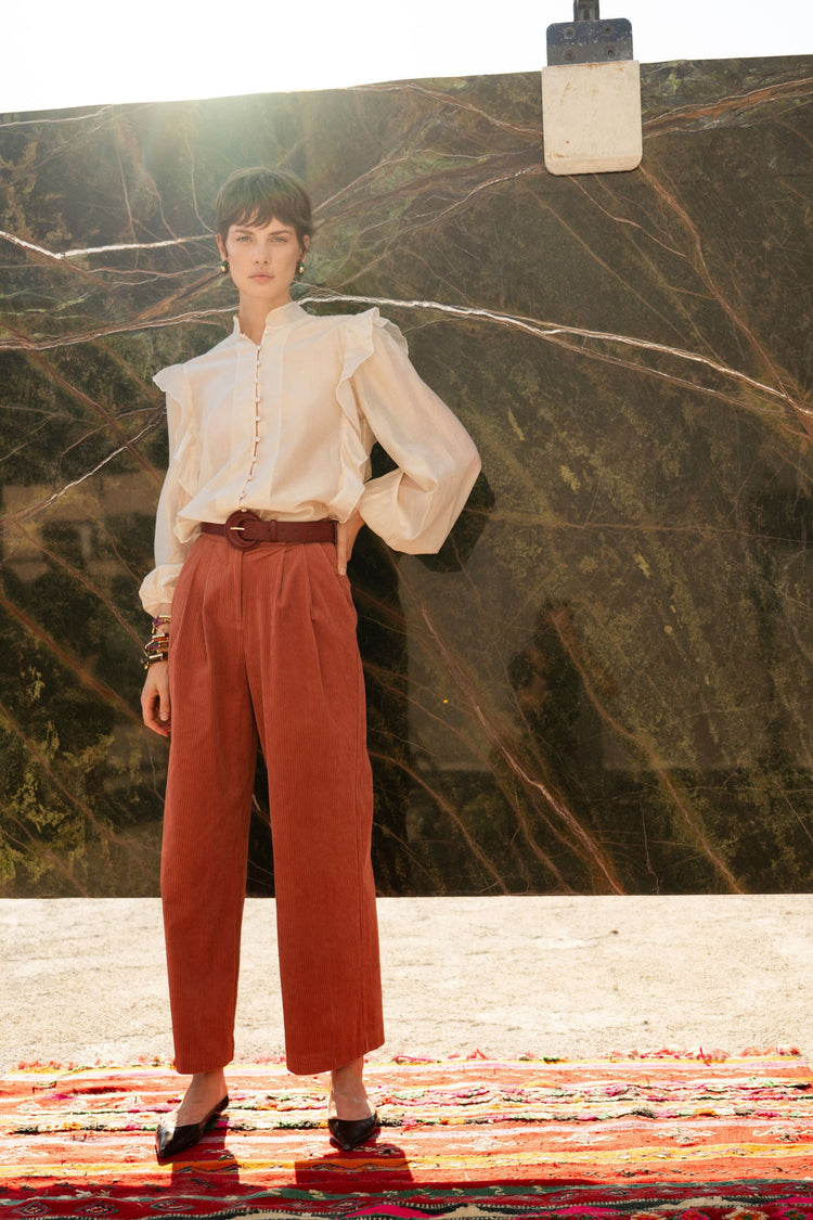 Camicia in mussola con volants