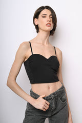 Top crop con scollo a cuore