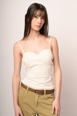 Top a bustier con scollo a cuore bianco