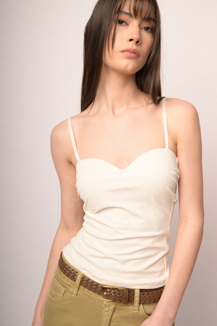 Top a bustier con scollo a cuore bianco