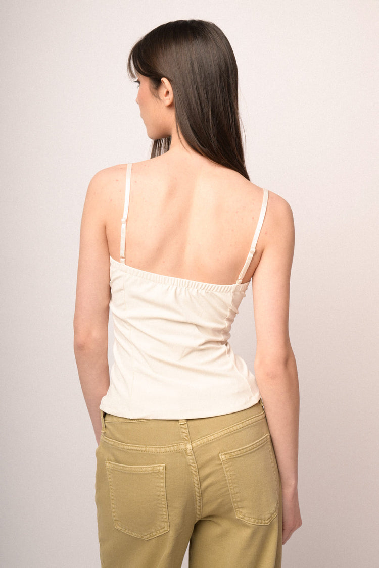 Top a bustier con scollo a cuore bianco