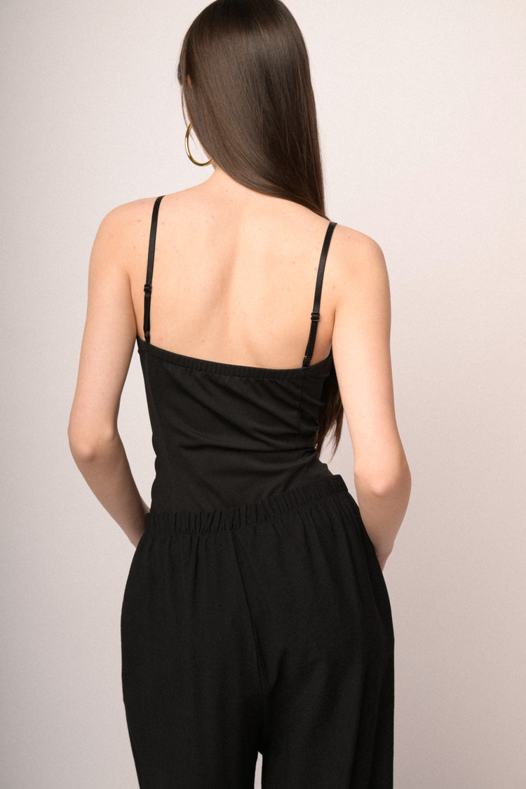 Top a bustier con scollo a cuore nero