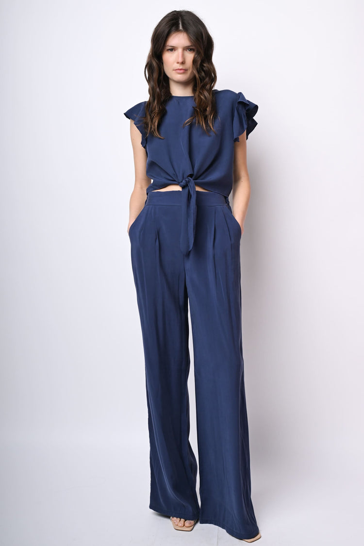 Pantaloni palazzo misto viscosa