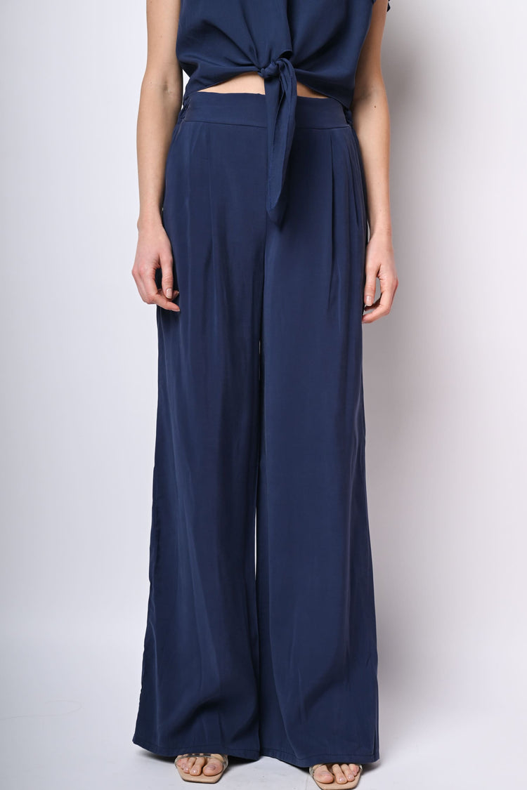 Pantaloni palazzo misto viscosa