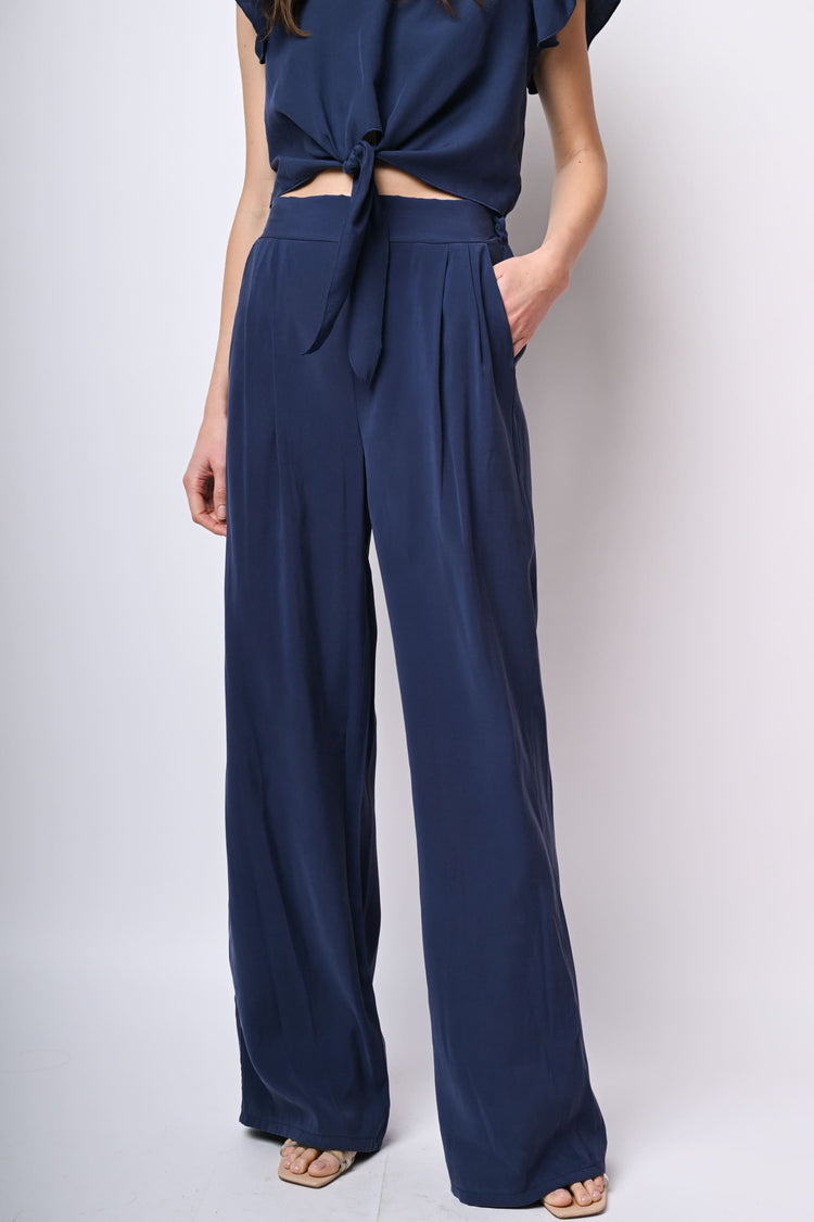 Pantaloni palazzo misto viscosa