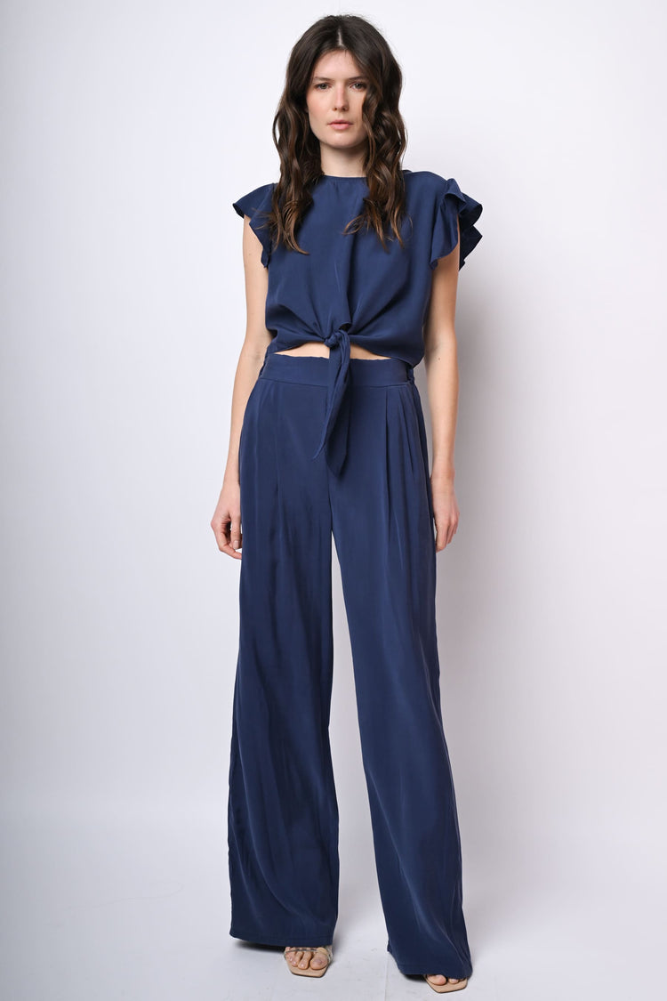 Pantaloni palazzo misto viscosa