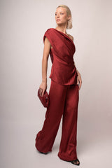 Pantaloni palazzo laminato