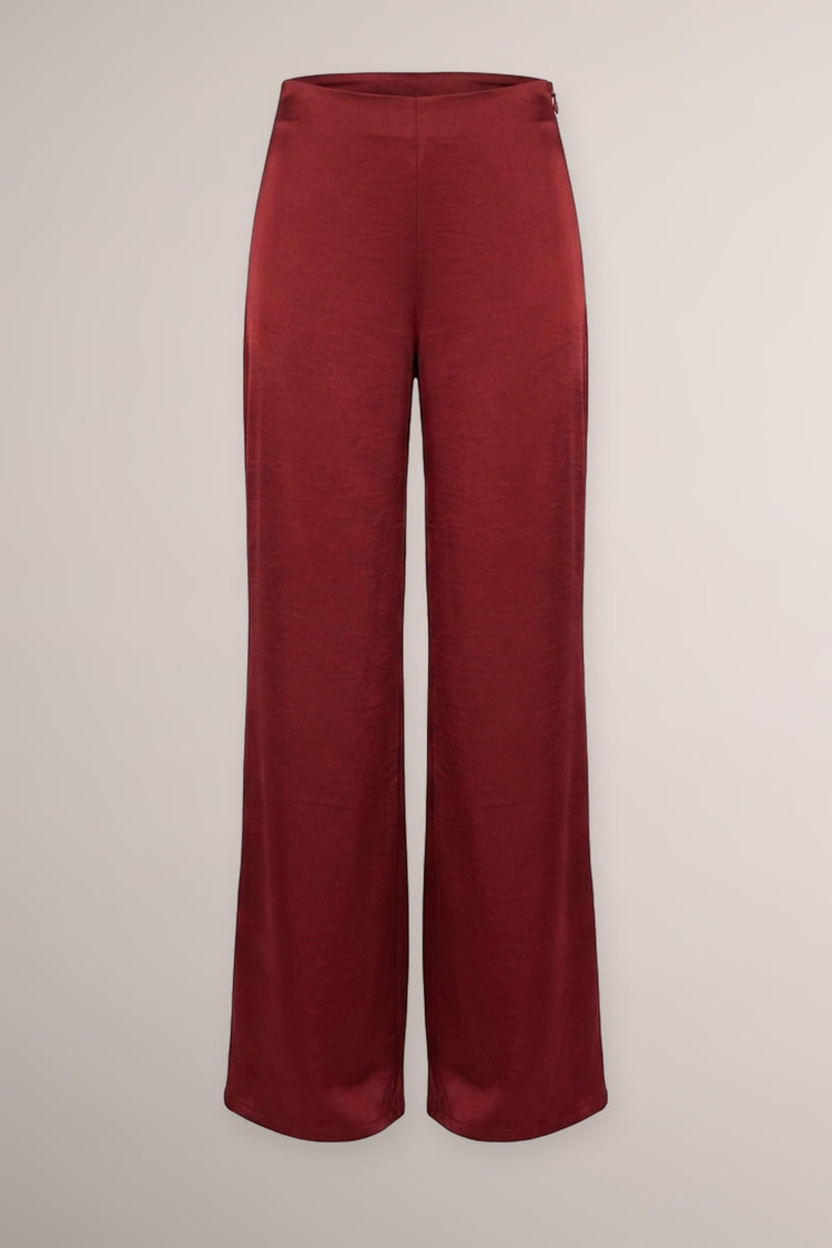 Pantaloni palazzo in raso bordeaux