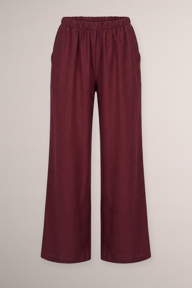 Pantaloni palazzo misto viscosa bordeaux