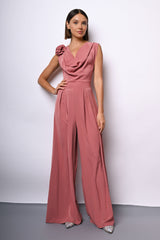 Tuta in raso con rosa 3D