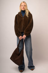 Giacca pelosa casual con zip