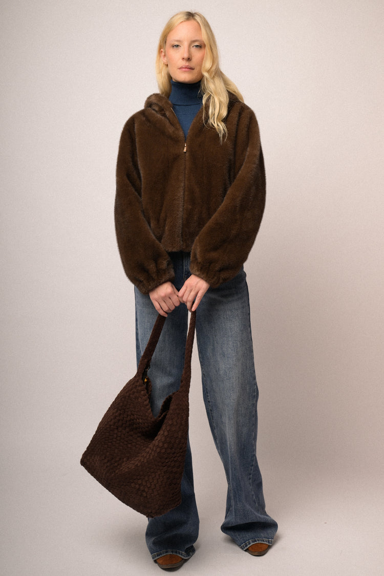 Giacca pelosa casual con zip