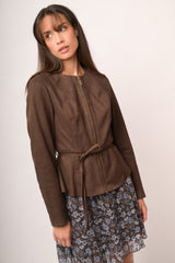 Giubbino velour con cintura