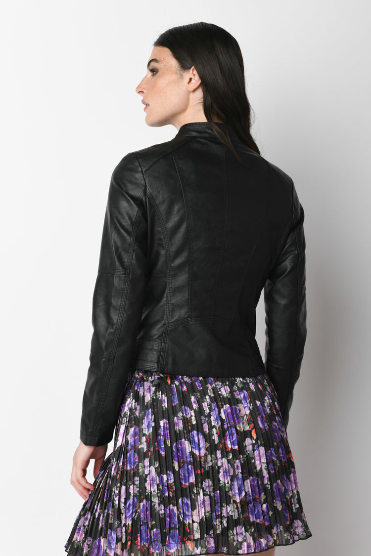 Giacca in similpelle con impunture