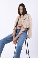 Giubbotto similpelle crop