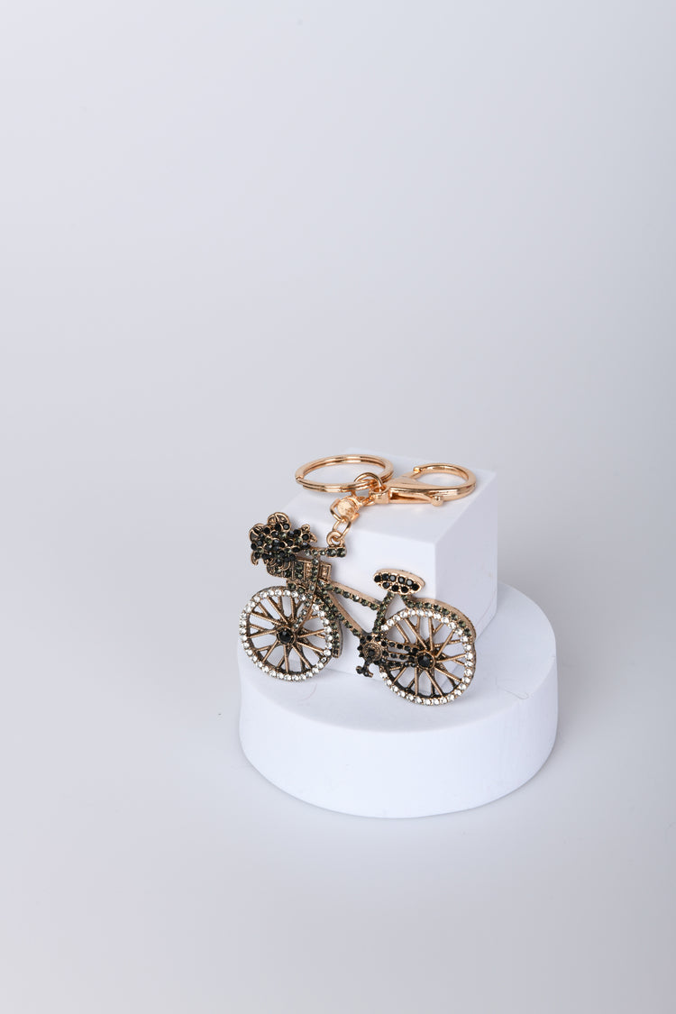 Portachiavi con bicicletta in strass