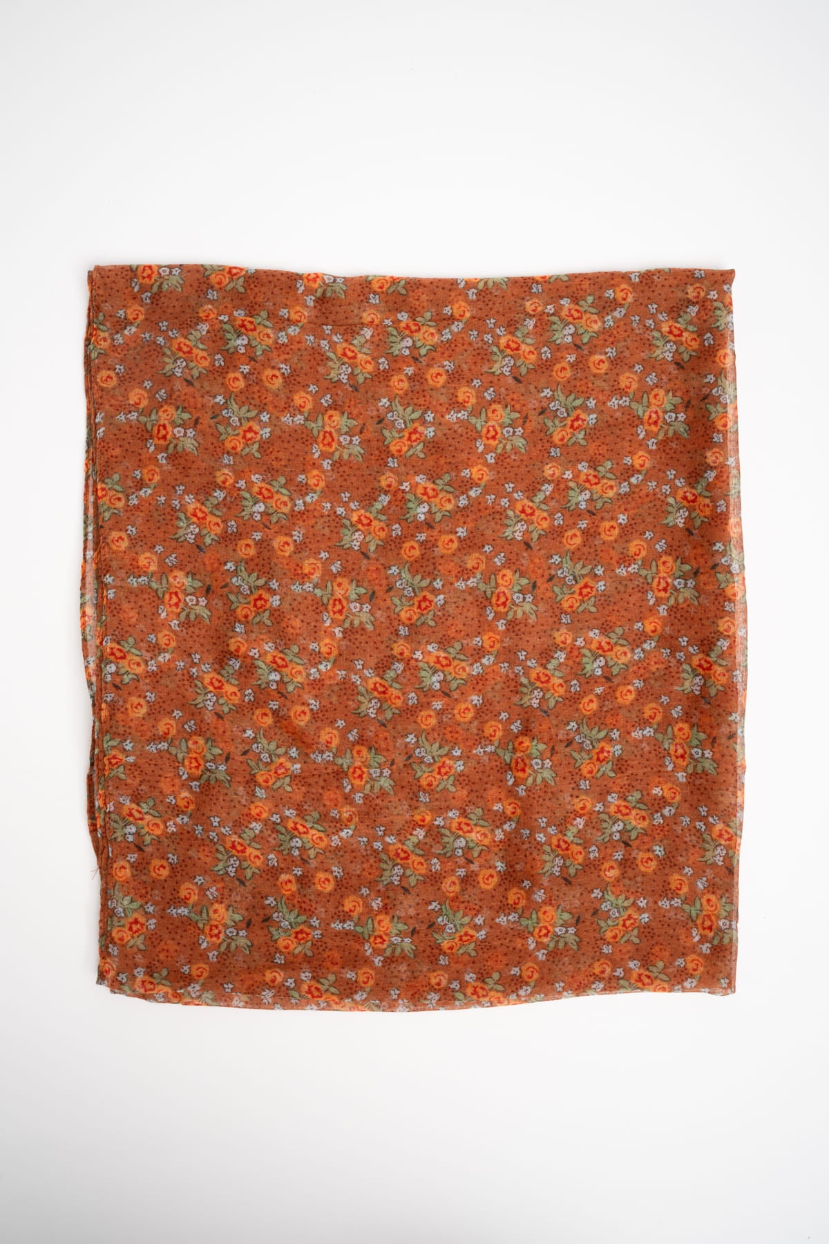 Sciarpa con piccoli fiori marrone