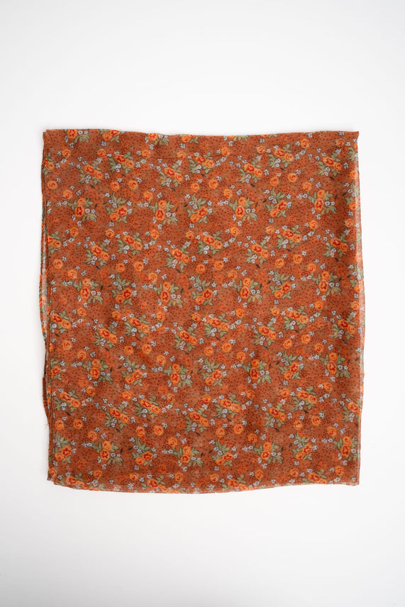 Sciarpa con piccoli fiori marrone