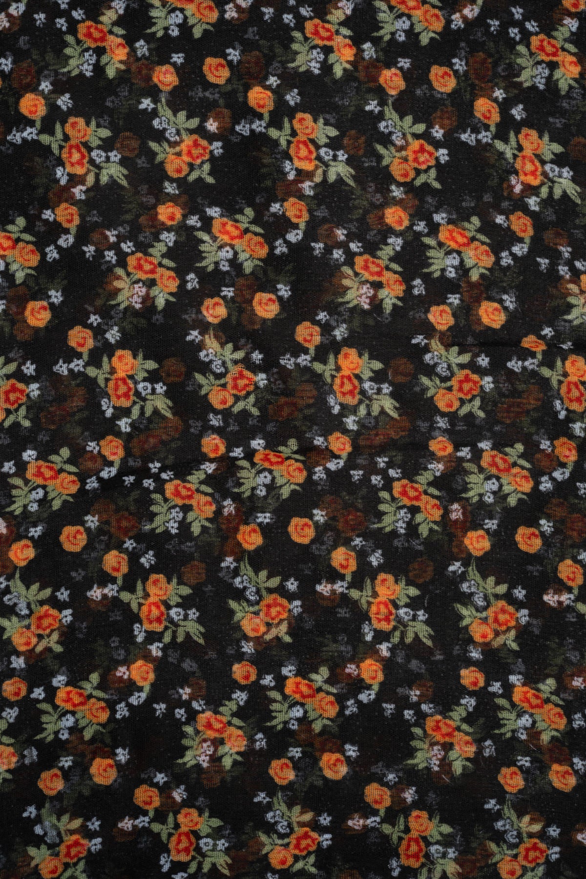 Sciarpa con piccoli fiori nero