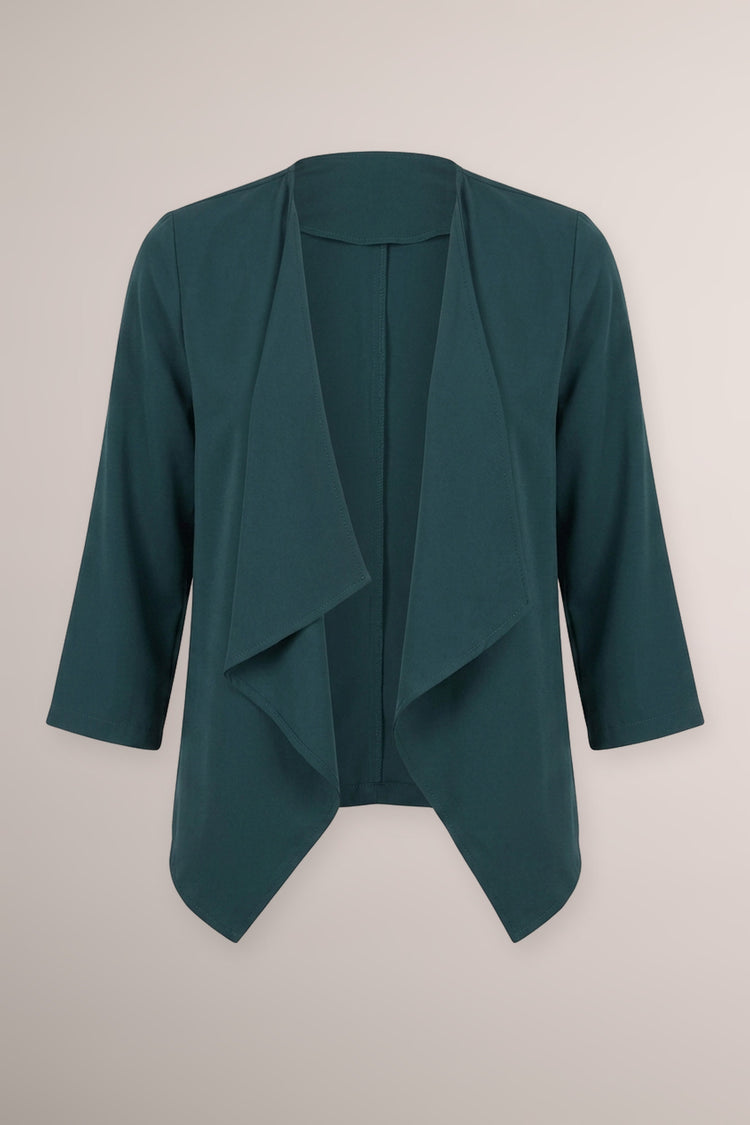 Bolero fluente e aperto verde petrolio