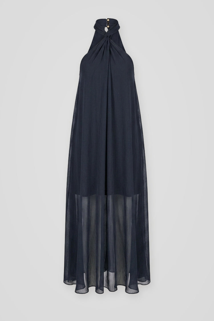 Abito lungo all'americana blu notte