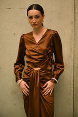 Blusa a portafoglio in raso