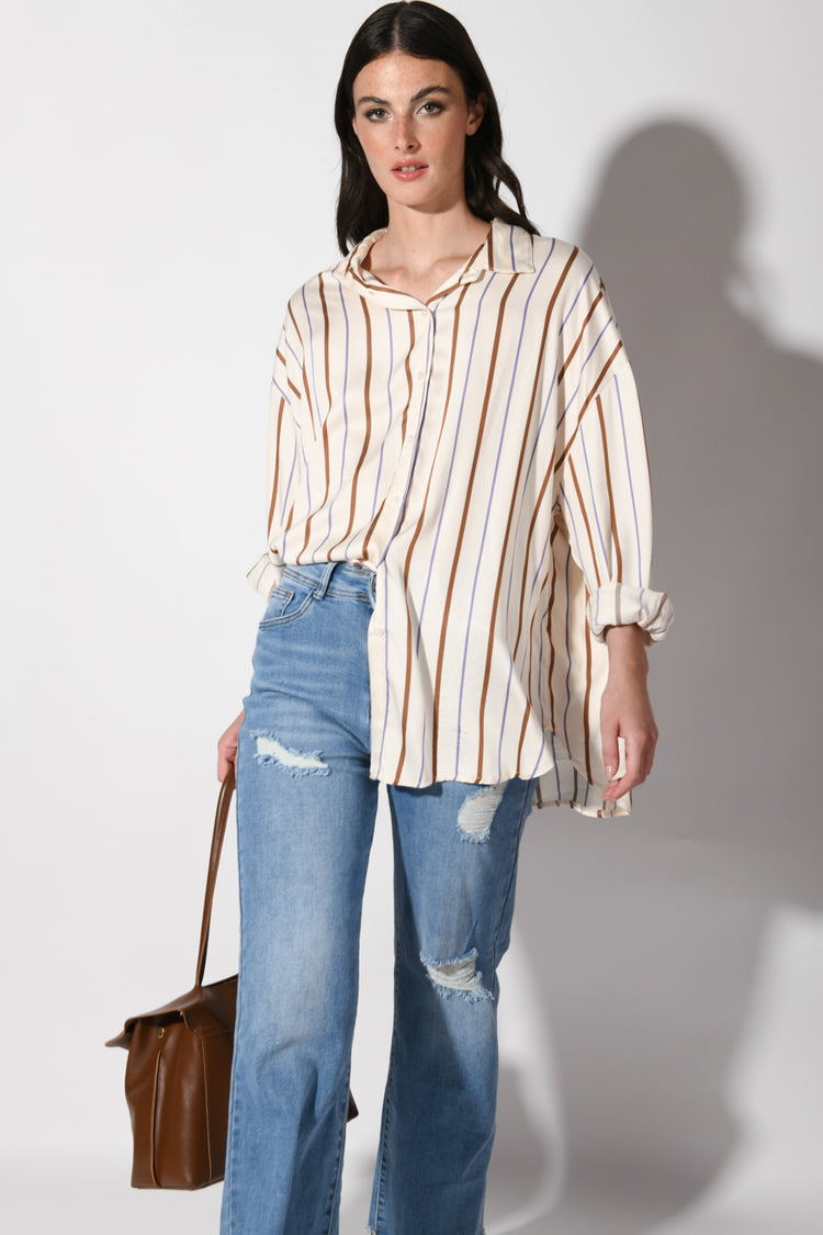 Camicia in viscosa a righe