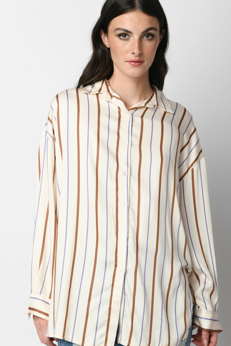 Camicia in viscosa a righe