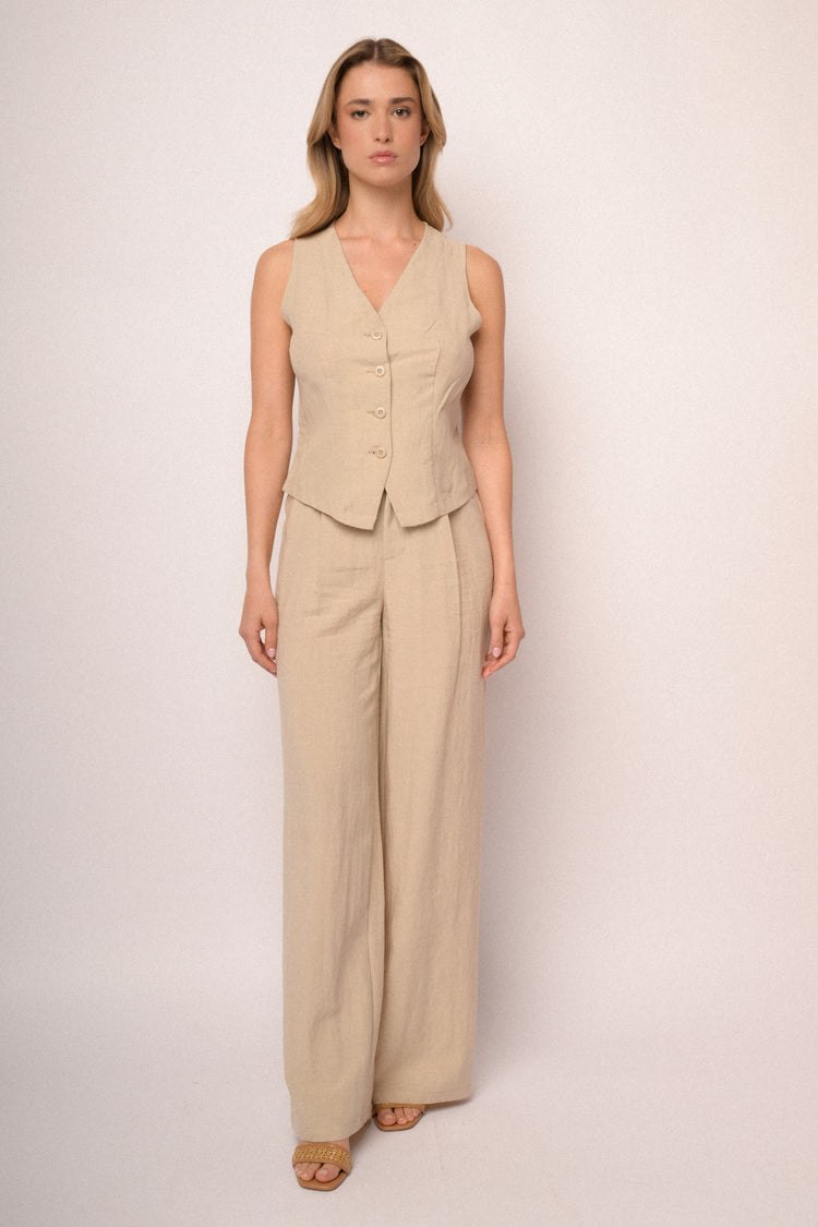 Pantaloni palazzo bordo macrame