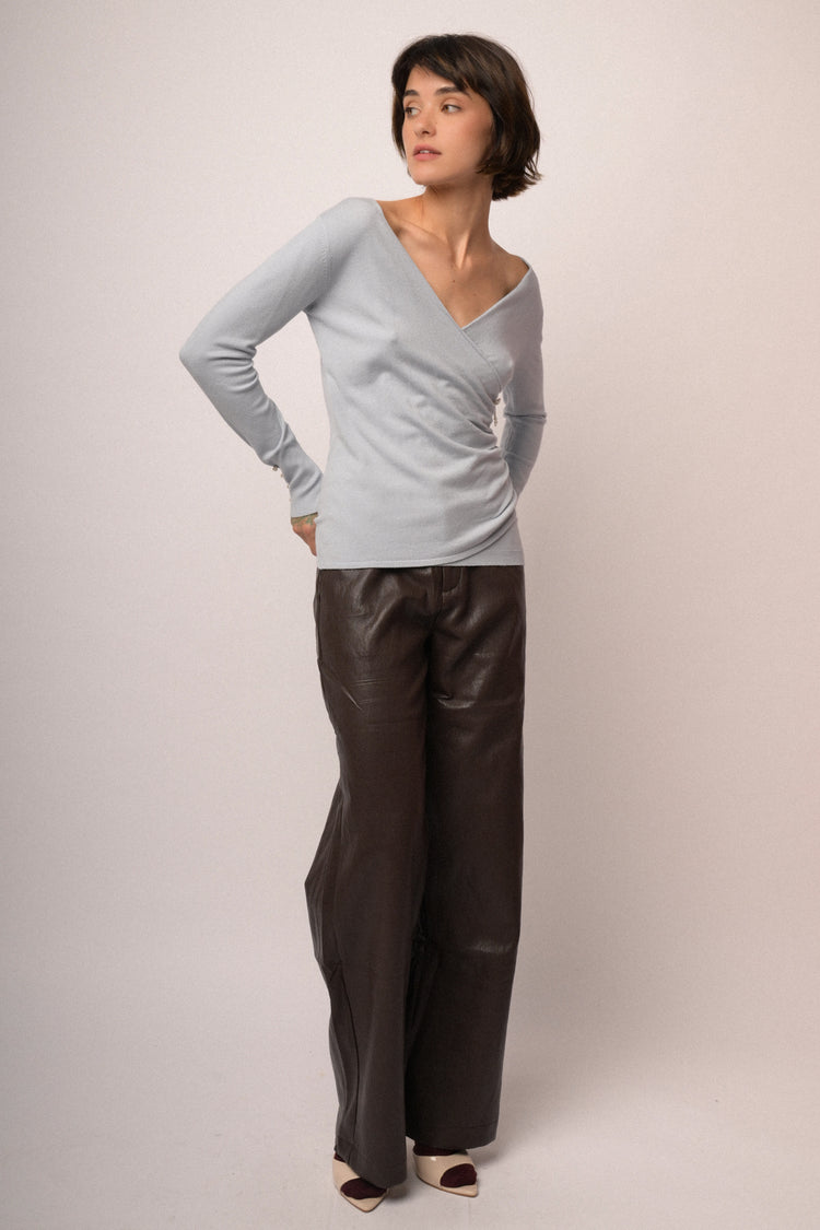 Pantaloni palazzo lucidi