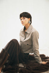 Giacca a camicia in faux suede