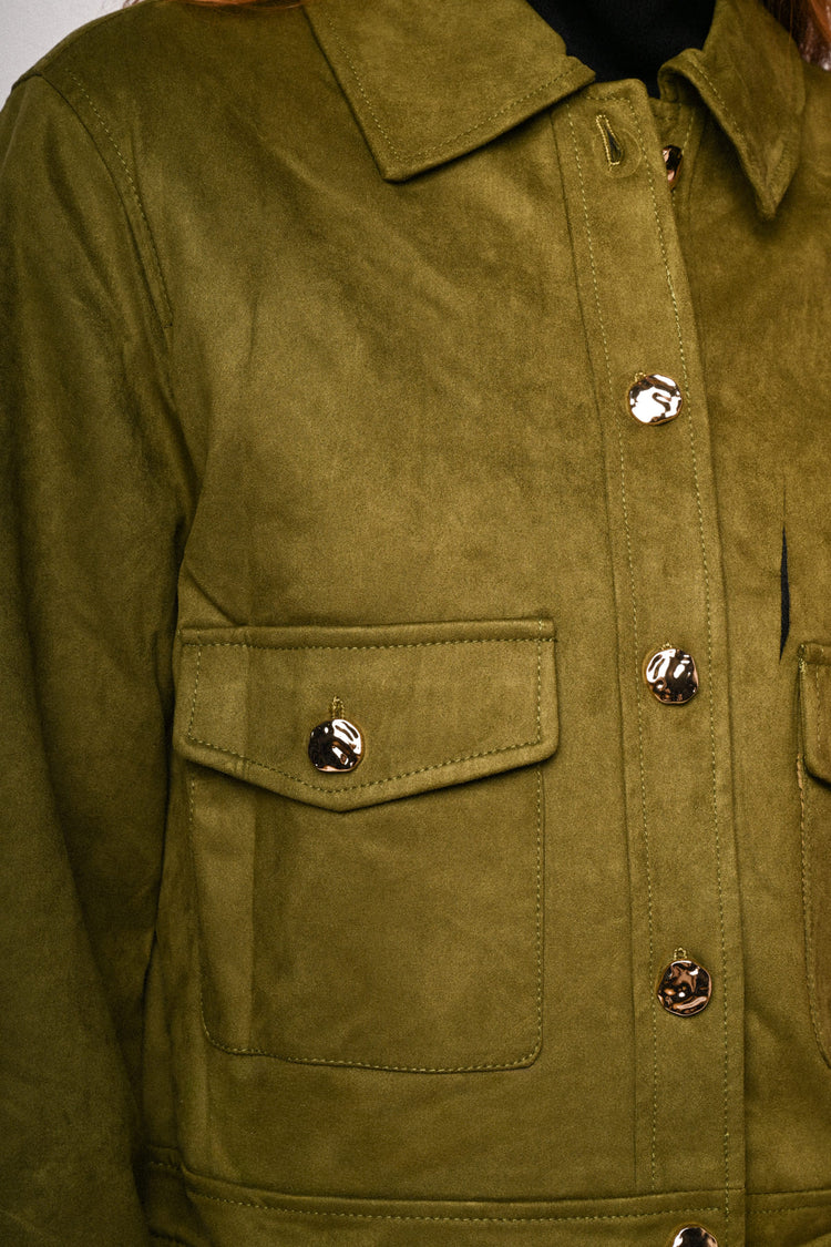 Giacca a camicia in faux suede