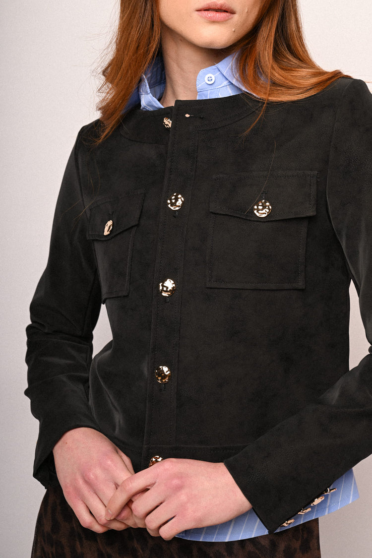 Giacca in faux suede con tasche