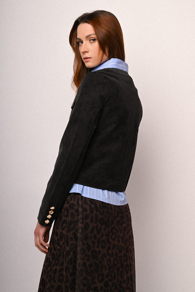 Giacca in faux suede con tasche