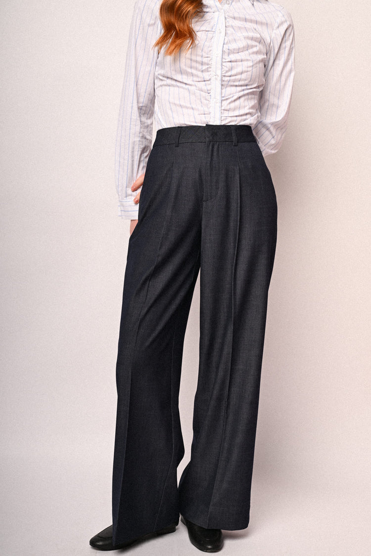 Pantaloni palazzo effetto denim