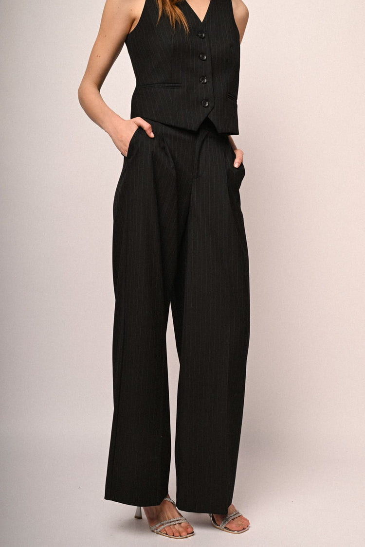 Pantaloni palazzo gessato