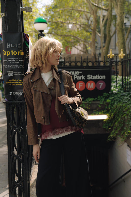 Giacca scamosciata spalmato biker