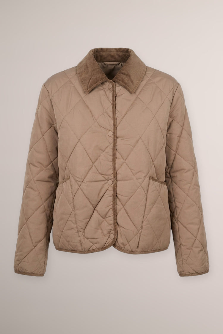 Piumino loose-fit in nylon trapuntato nocciola