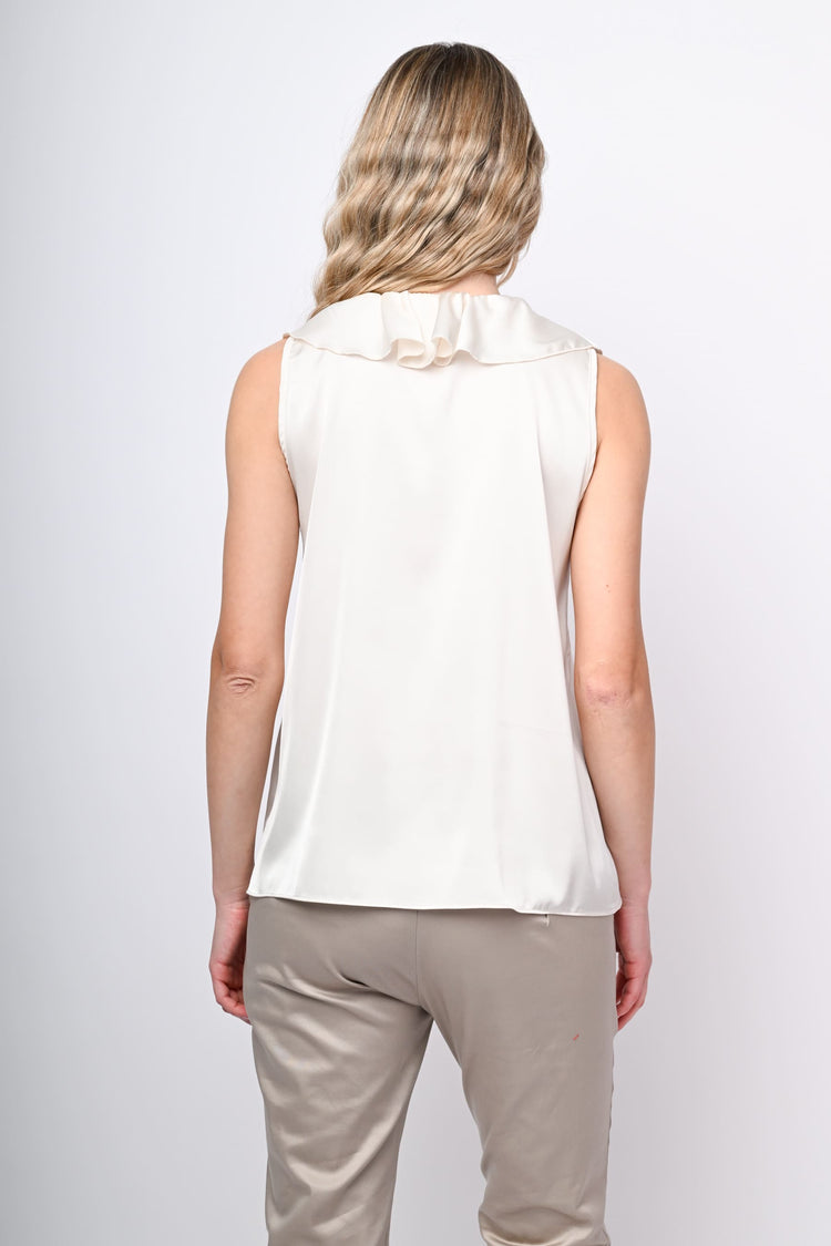 Top in raso con volants