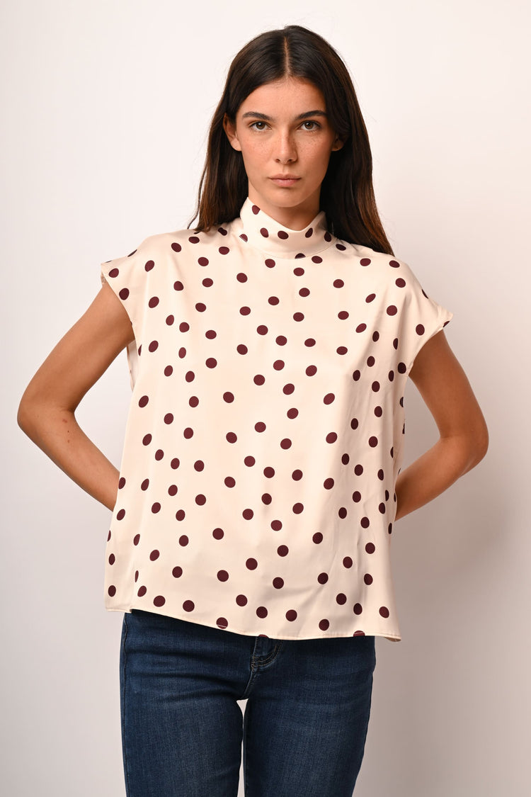 Blusa in raso a pois