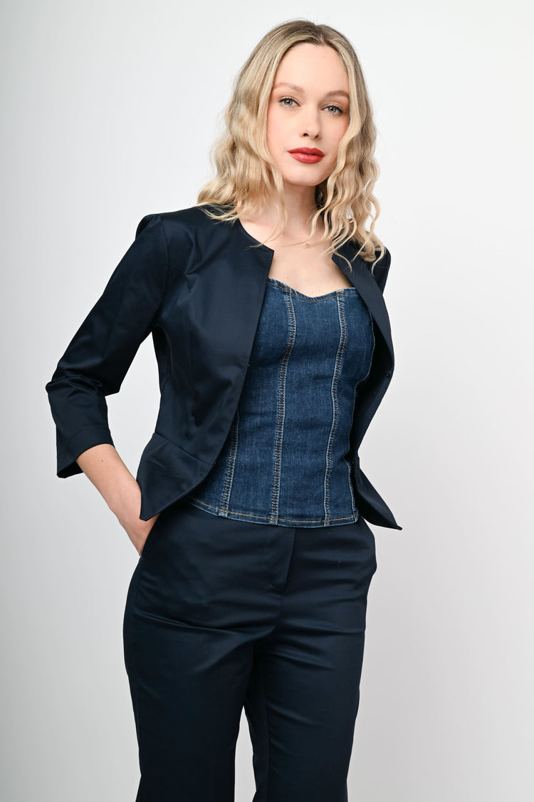 Blazer crop con balza