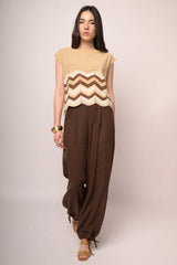 Pantaloni palazzo con coulisse allorlo cioccolato