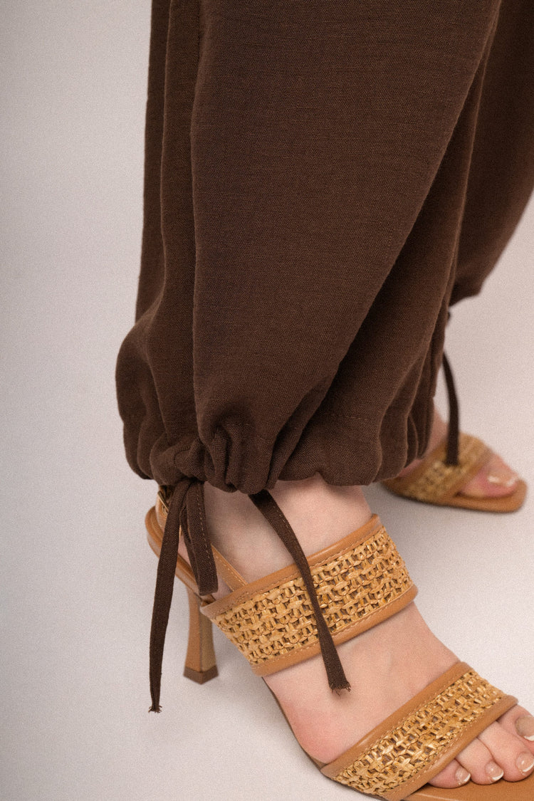 Pantaloni palazzo con coulisse allorlo cioccolato