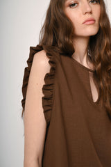 Top con rouches e cut-out