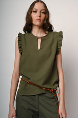 Top con rouches e cut-out