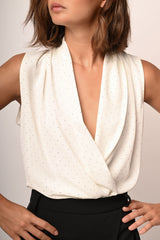 Body con incrocio e mini borchie