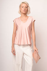 Top scollo V con strass