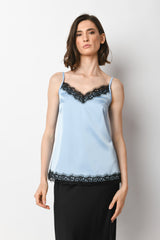 Top in raso con pizzo