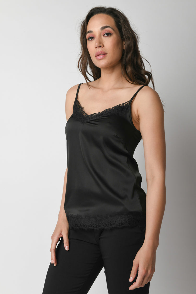 Top in raso con pizzo - Main Image